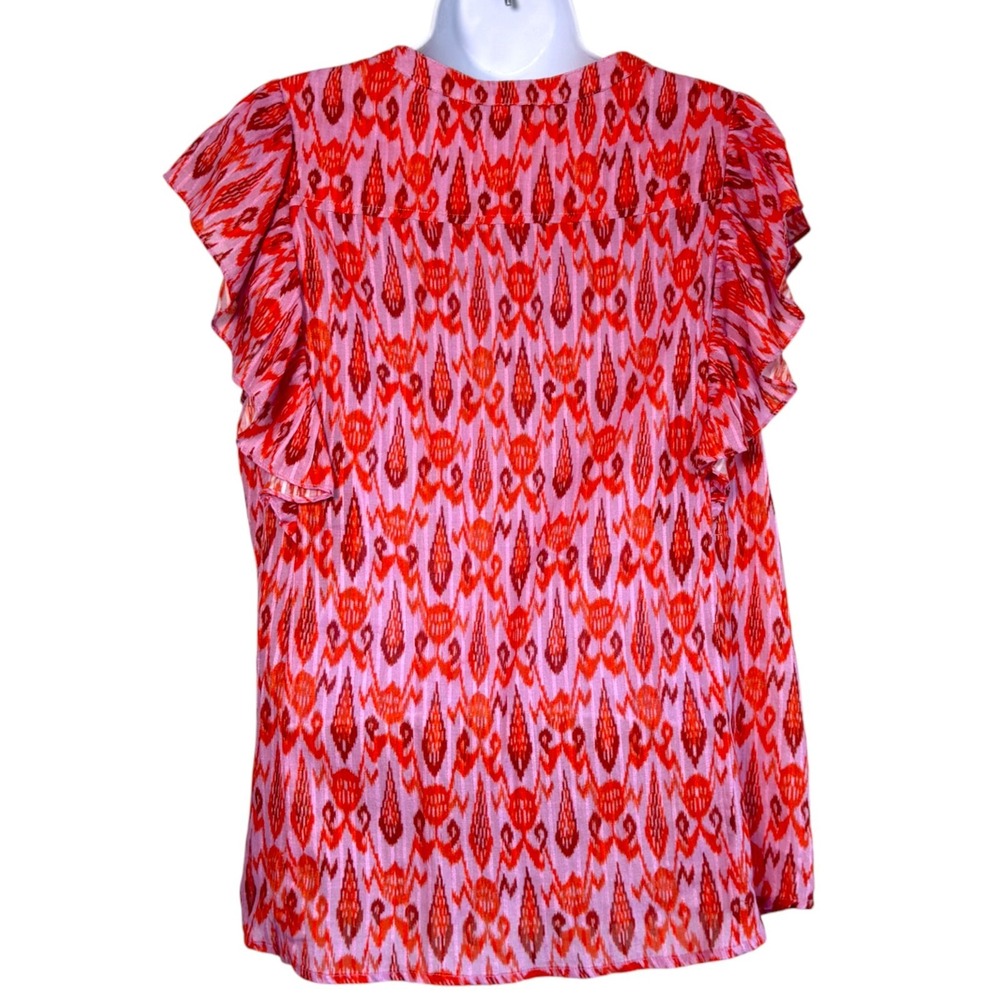 Figue Womens Boho Beaded Flutter Sleeve Button Up Top Size L Flowy Feminine - Picture 5 of 7